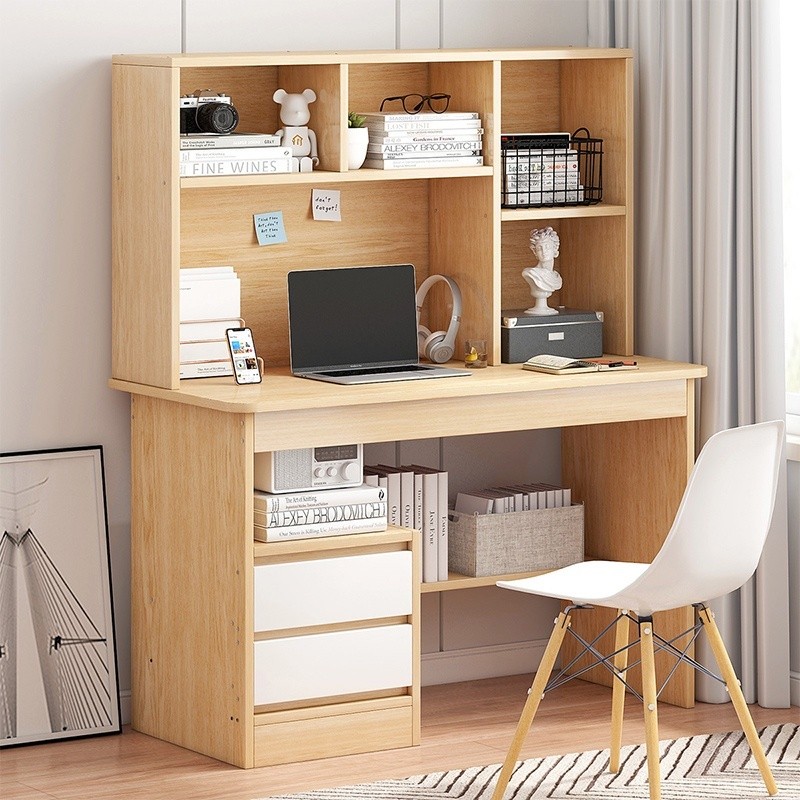 Computer Study Table With Book Shelf meja belajar komputer murah Writing Desk With Storage Rack & Drawer Cabinet 学习桌