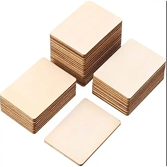 Wood Squares Wood Pieces Unfinished Round Corner Square Wooden Cutouts for DIY Arts Craft Project, Decoration, Laser Eng