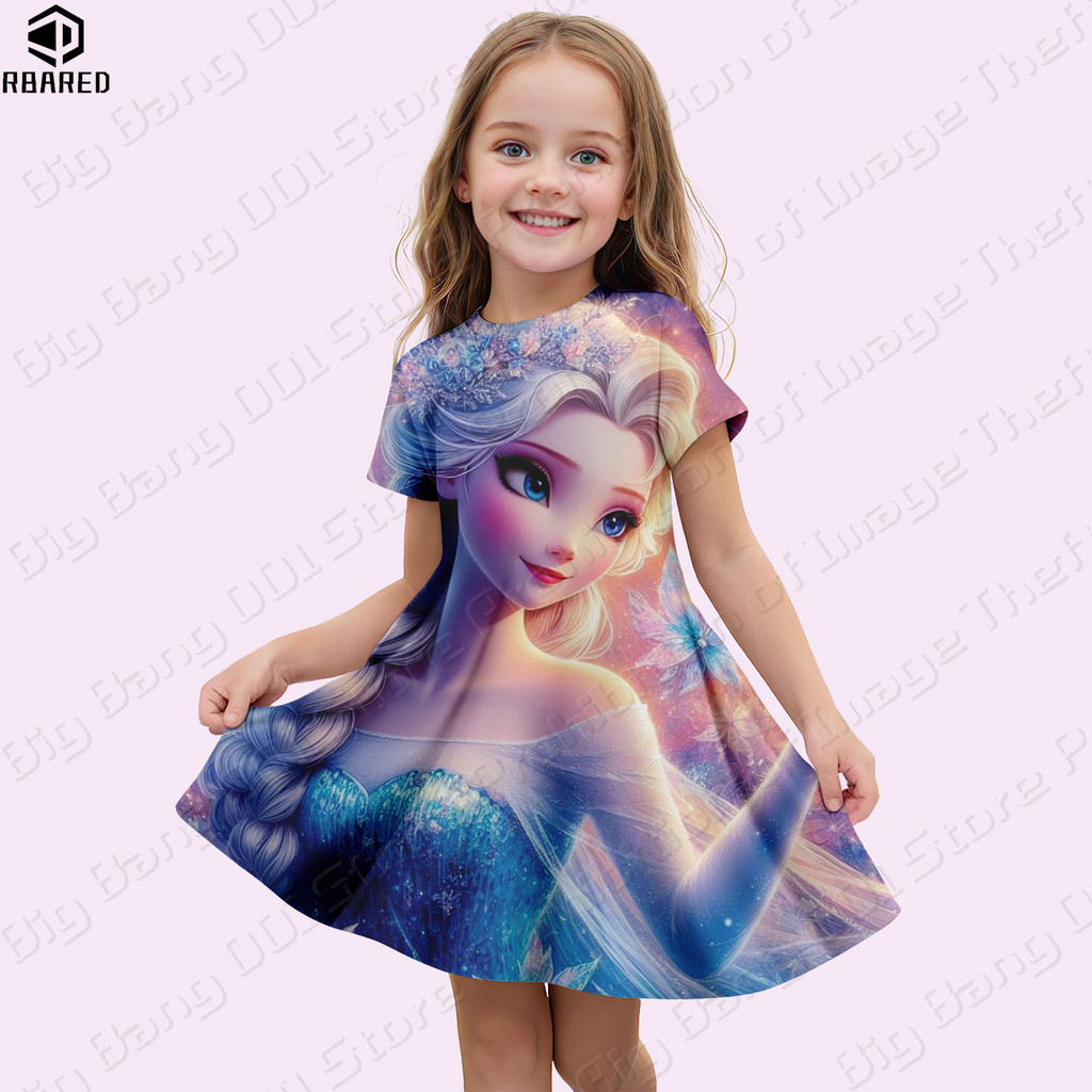 New Frozen Elsa Princess Girls Dress Short Dresses Girl Clothing Children Clothes Girl 2024 Kids Clothes Sundress Unicorn