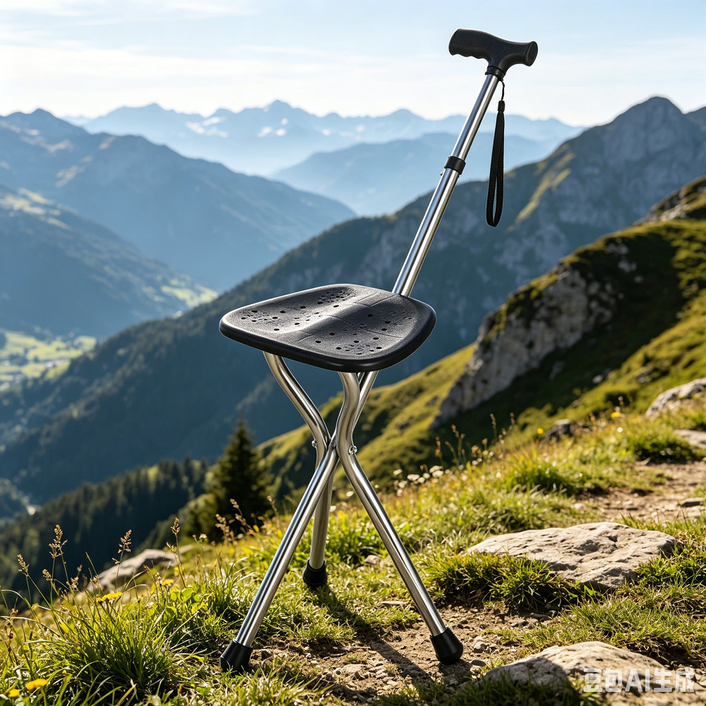Walking Cane Stool Elderly Anti-slip Folding Walking Cane Chair--- &、walking aid、 cane、tongkat orang tua、tongkat lipat、tongkat 4 kaki、Foldable stick for elderly、 kaki 4、拐杖椅子