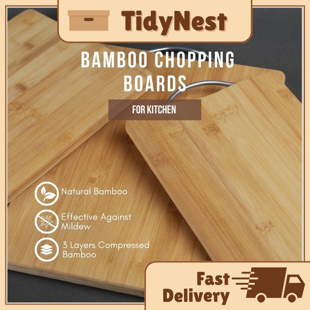 CASA Natural Bamboo Cutting Board Tray Papan Pemotong Kayu Fruit Food Wood Cutting Board砧板 切菜板