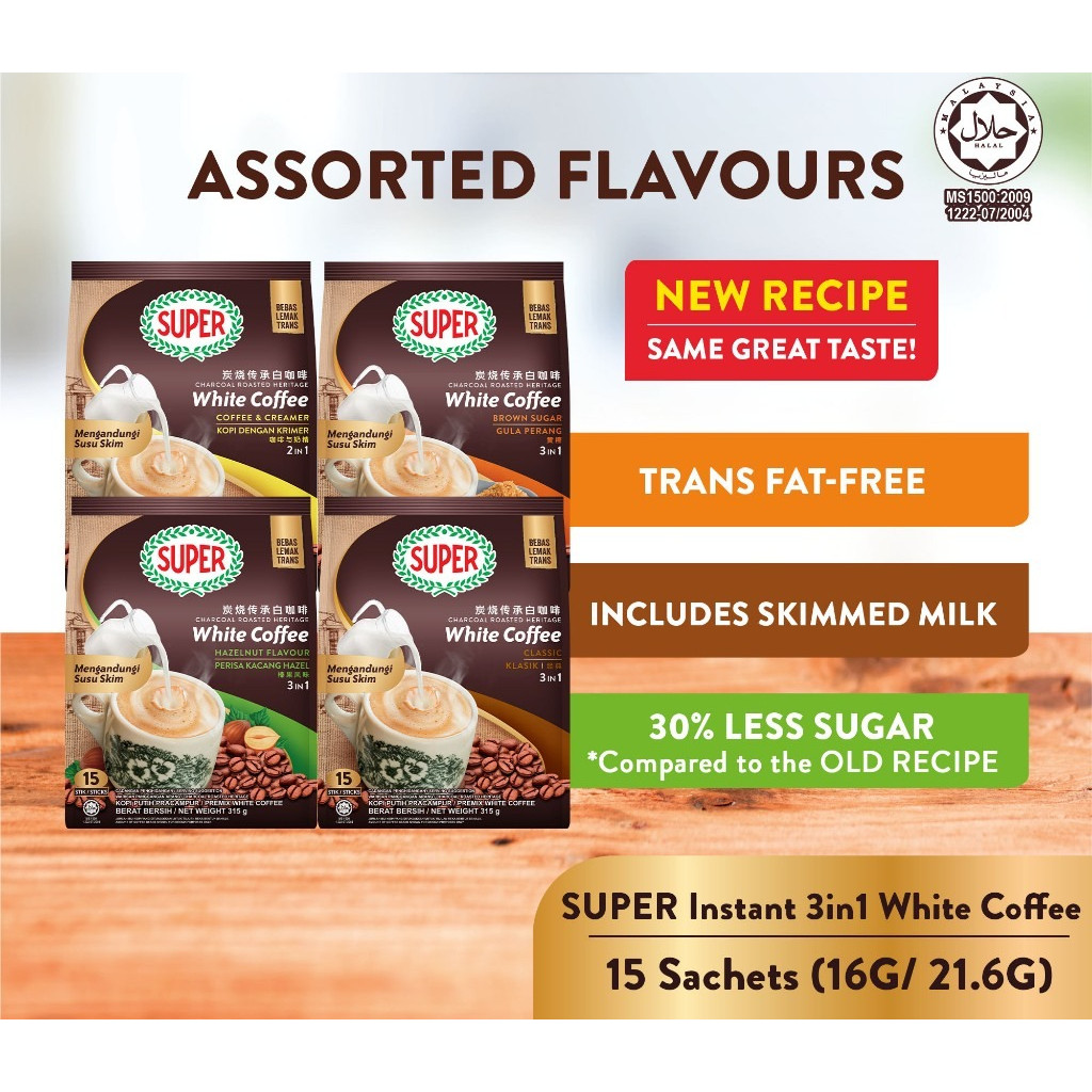 SUPER Instant  White Coffee, 15 sachets [HALAL]