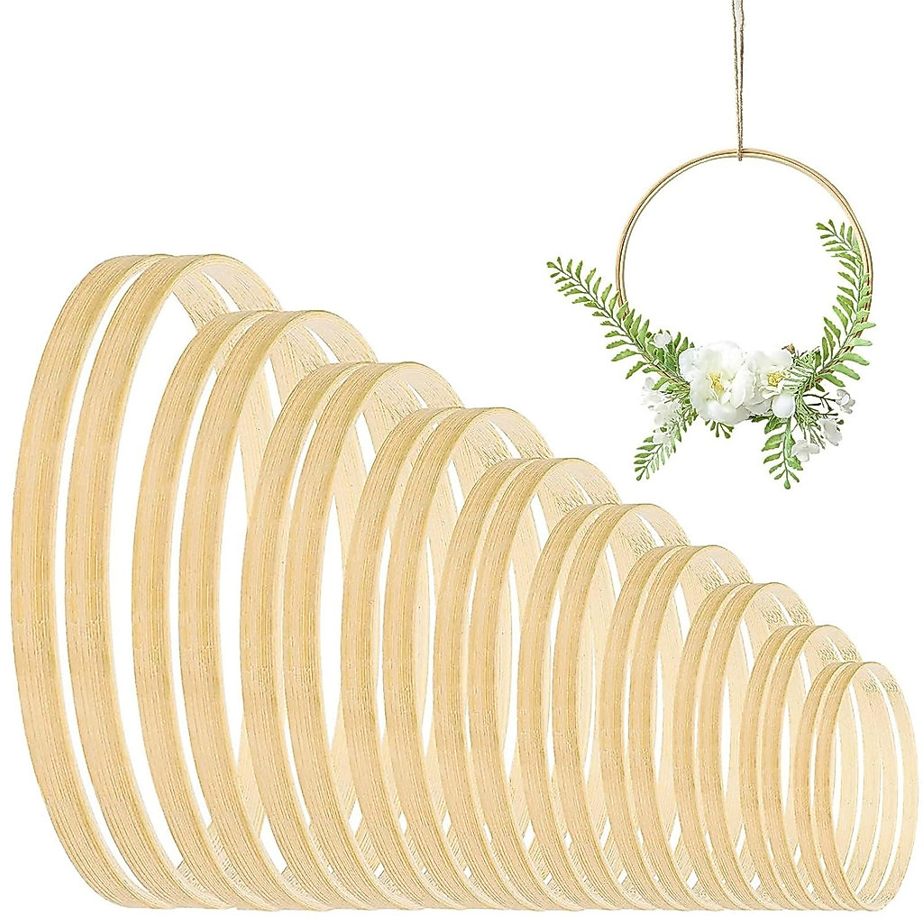 JOY 8-45cm Wooden Dream Catcher Circle Ring Cross Bamboo Hoop Round DIY Handmade Art Craft Wedding Decor Gelung Rotan