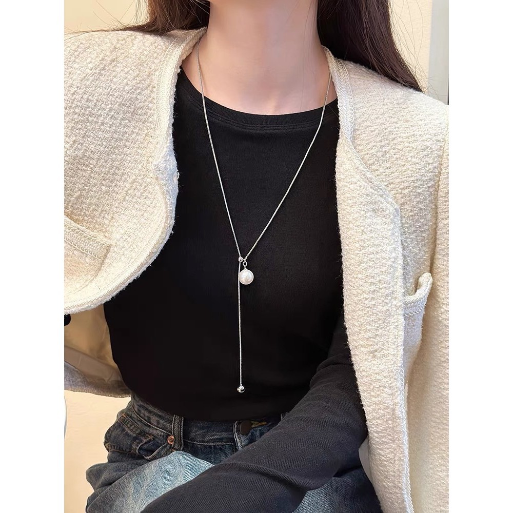 FAST SHIP STOCK |✨ Kalung Glam Wanita Rantai labuh Panjang Korean Sparkle Hijab-Friendly Elegant N236