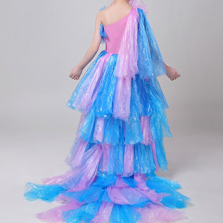 Eco friendly costume for kids girl Recycled Costume fashion show clothing children's handmade skirts kindergarten diy creative catwalk environmentally