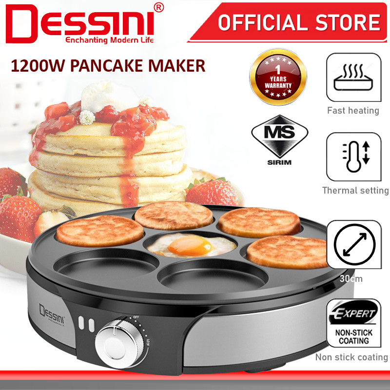 DESSINI ITALY 7 Holes Electric Pancake Breakfast Maker Burger Toaster Barbecue BBQ Grill Non-Stick Baking Pan Egg Cooker