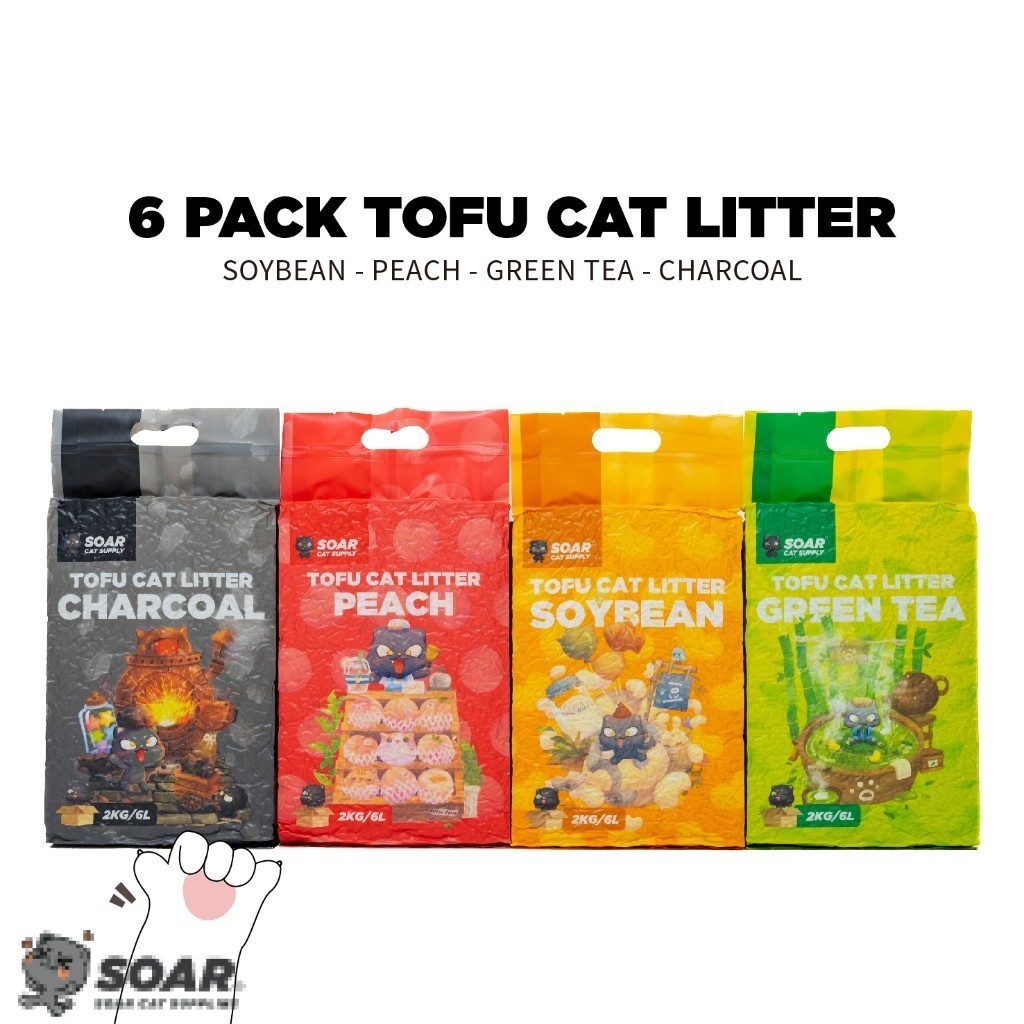Soar Tofu Cat Litter Super Value Combo Tofu Pasir Kucing (6 Pack) 天然豆腐猫砂6包套装
