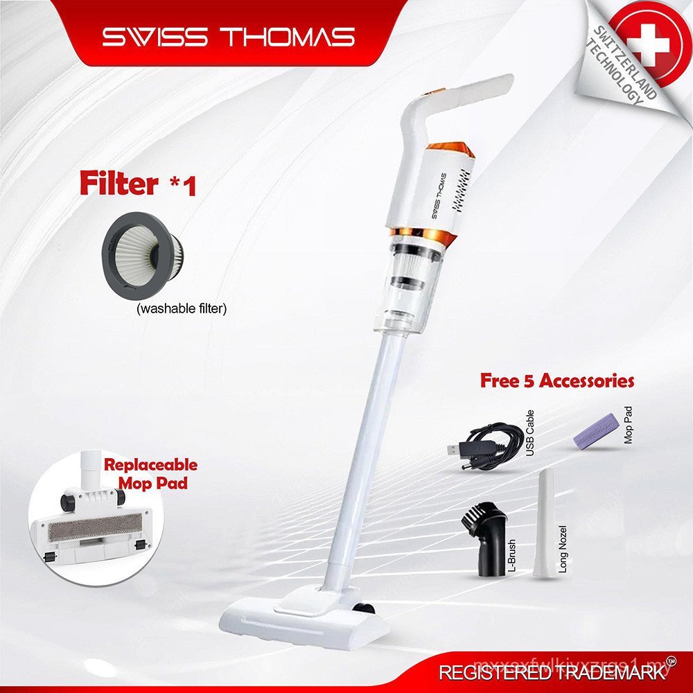 Swiss Thomas Cordless Vacuum Cleaner With Mop Pad Rechargeable Handheld Car Household Vacuum Cleaner, Vacum Rumah