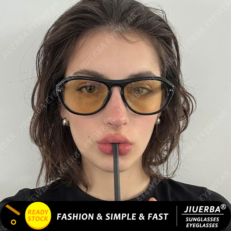 (JIUERBA) Pilot Single Beam Elliptical Sunglasses, New Mi Nail Trendy Fashion Sunglasses for Women