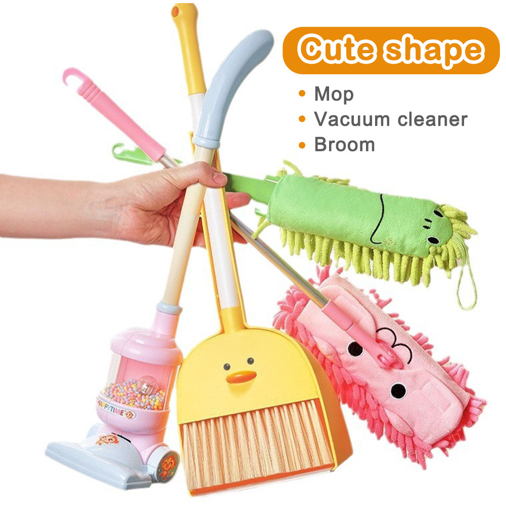 Kids Cleaning Toys Pretend Play Set Vacuum Cleaner Broom Mop Gift Indoor Role Play