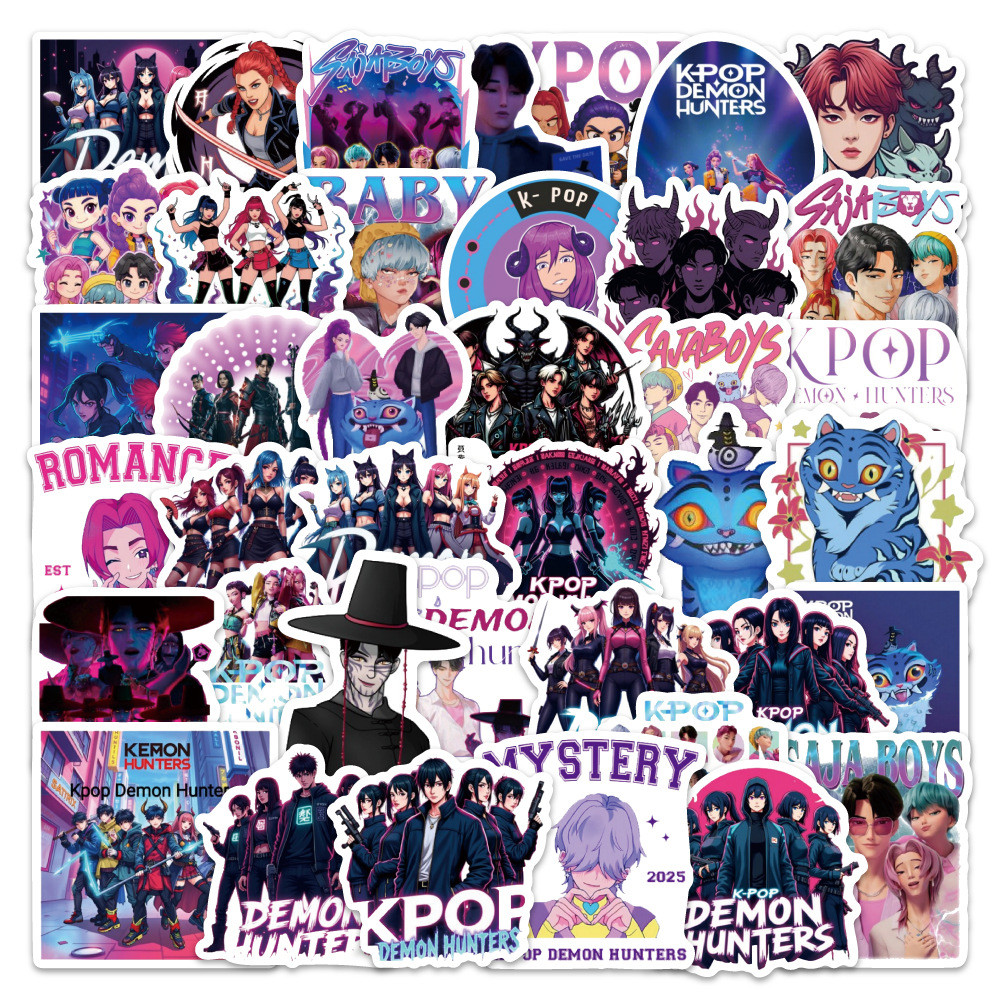 10/50pcs K-POP Demon Hunters Anime Cartoon Graffiti Stickers Waterproof Laptop Luggage Decoration