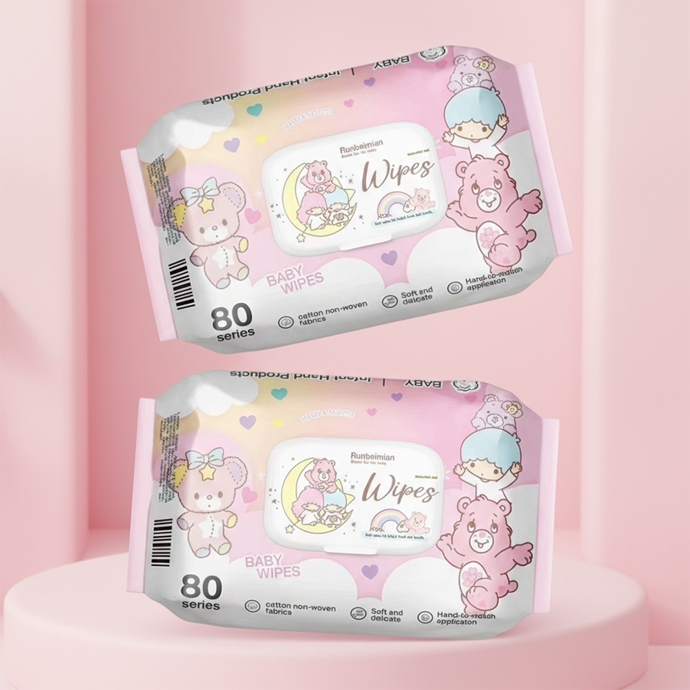 [80pcs] Tisu Basah Disposable Baby Hand Mouth Wipes Portable Kids Wipes Infant Newborn Soft Wipes Cleaning Wet Tissue