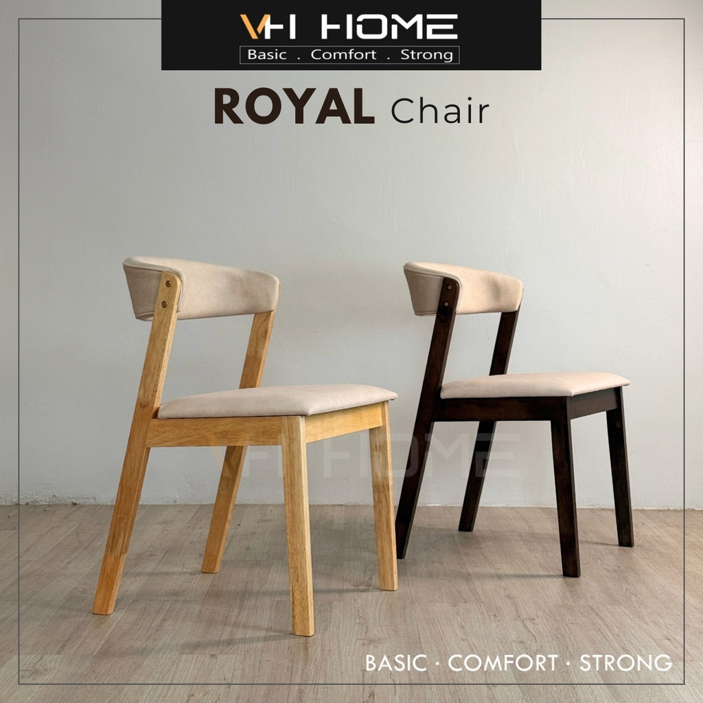 VH ROYAL Chair (2 pcs) Dining Chair Kerusi Makan Study Chair Solid Wood Modern Design Natural / Cocoa