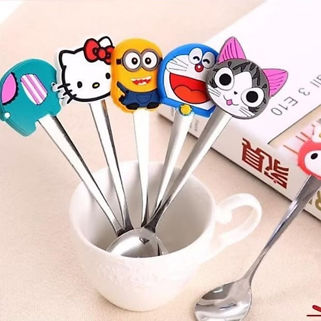 Cute Cartoon Character Tea Spoon Small Children's Spoon Stainless Steel Coffee Egg Cake…