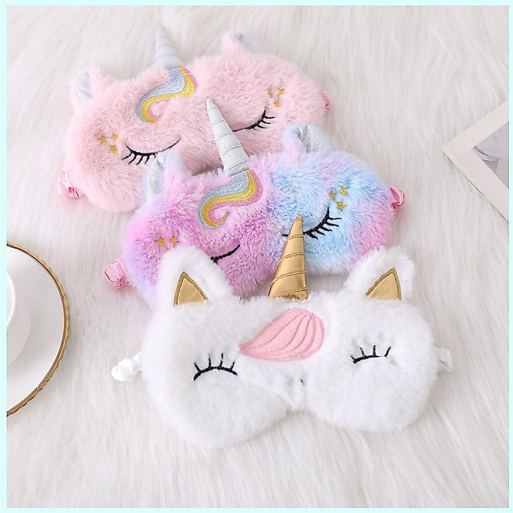 Soft Plush Sleeping Mask Eye Masks Cute Glitter Unicorn Eye Cover Plush Eyepatch Eye Cover Sleeping Blindfold For Travel Rest