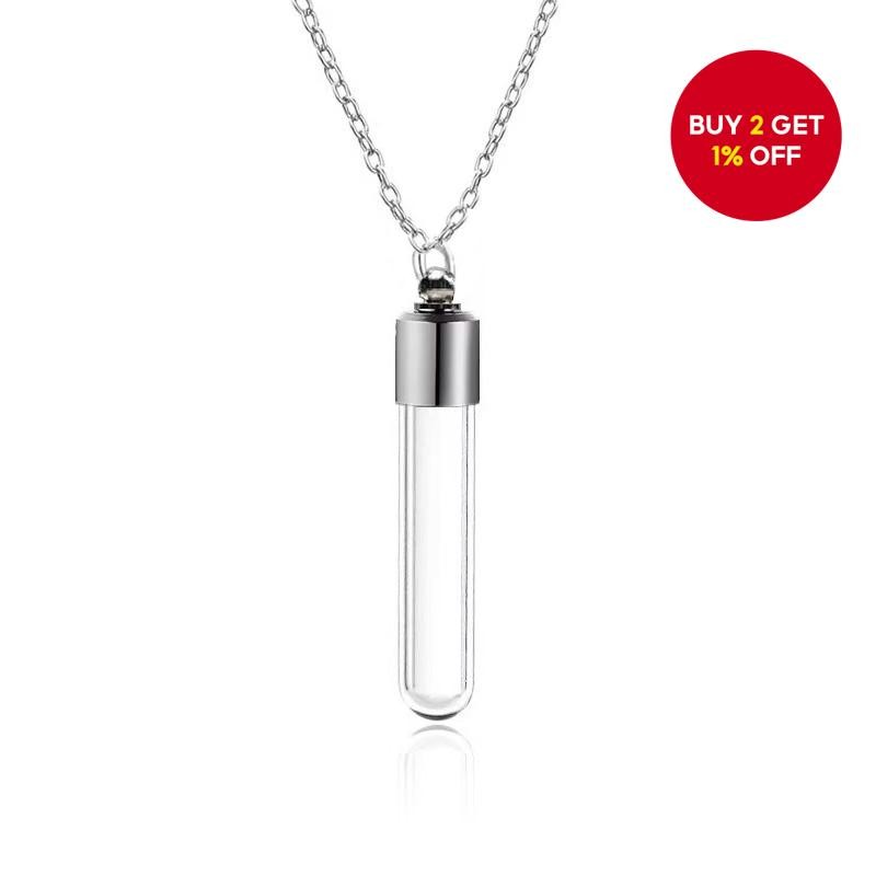 Glass Bottle Necklace Transparent Memorial Urn Pendant Perfume Charm