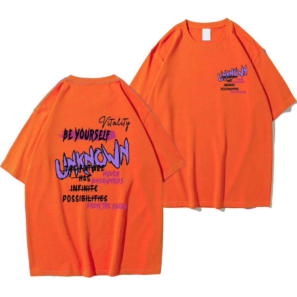 2025 NEW 2025Be Yourself Unknown Colorful Word Printing T-Shirts Casual Qnew23 HXYX