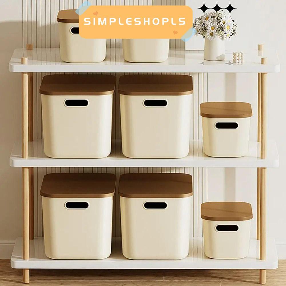 Simpleshopls Storage Box, Stackable with Lid Handle Storage Basket, Large Capacity Make…