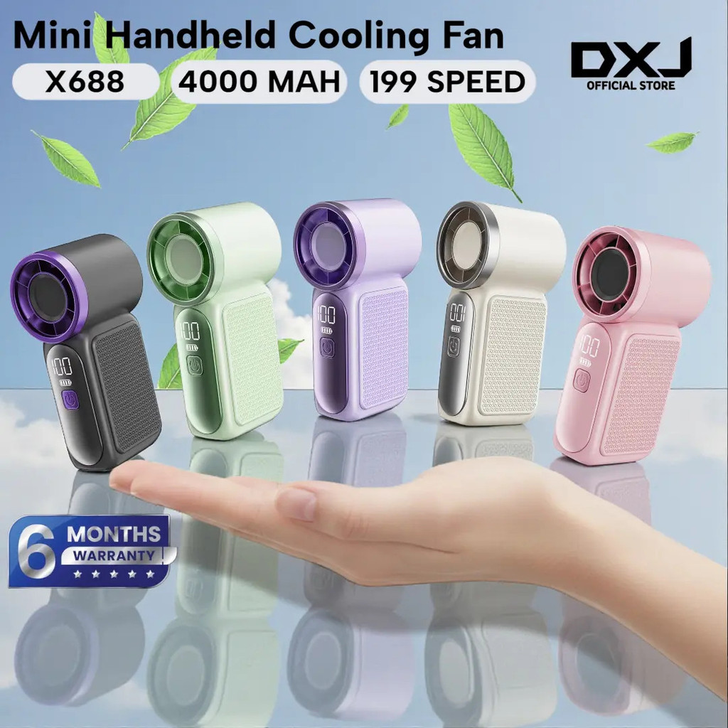DXJ-X688 (199speed)(4000mAH) X688 Kipas Tangan Mudah Alih USB Boleh Dicas Semula Kipas Penyejuk Mini Boleh Laras untuk Perjalanan Perkhemahan Luar, Rumah, Pejabat, Meja, Kipas Penyejuk