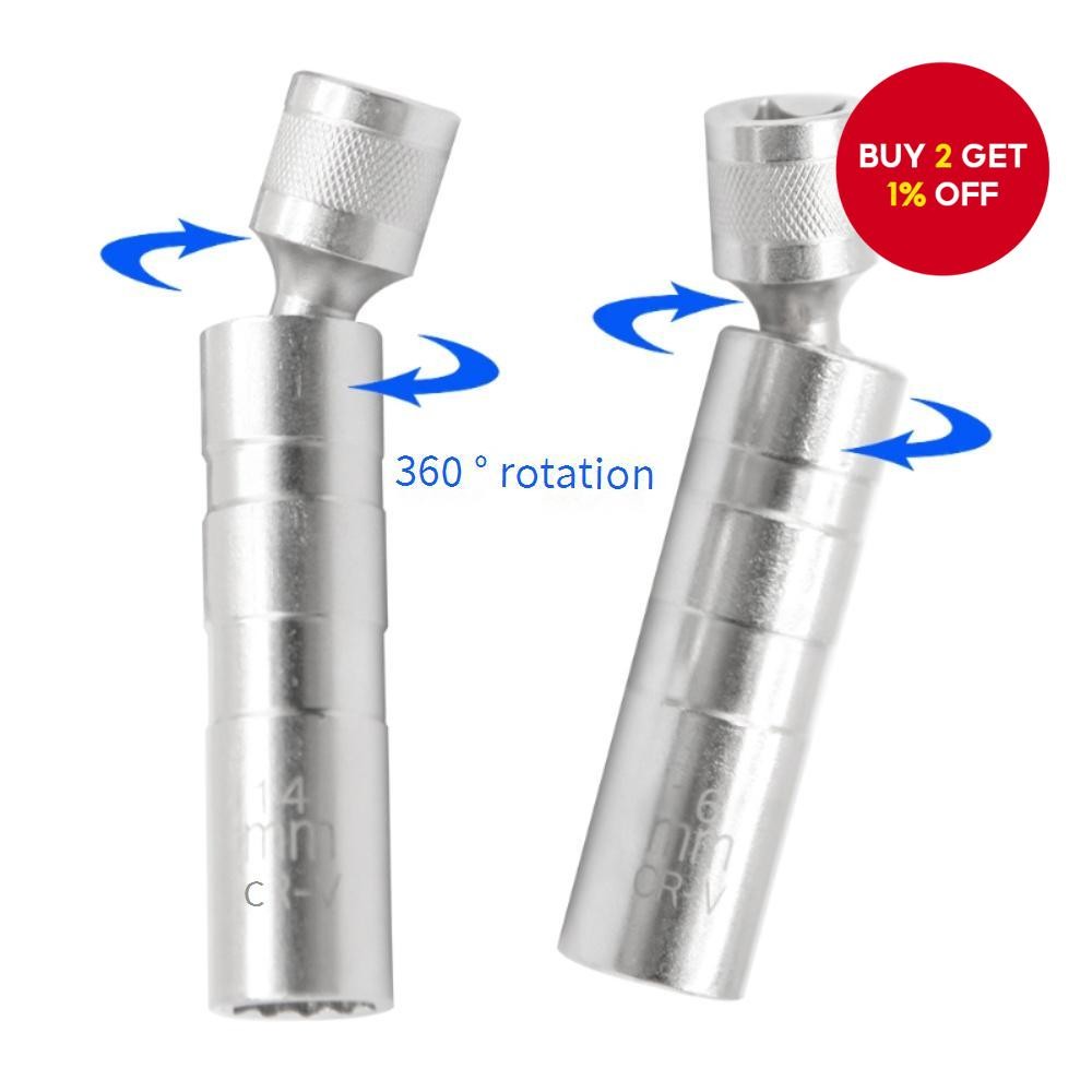New Magnetic Flexible 14/16mm Spark Plug Socket Wrench Adapter Set - Universal Joint for Easy Installation and Removal with 3/8 Drive for Car Repair Set Pemandu Soket Busi Magnetik Fleksibel 14/16mm - Sambungan Universal untuk Pemasangan dan Pembuangan