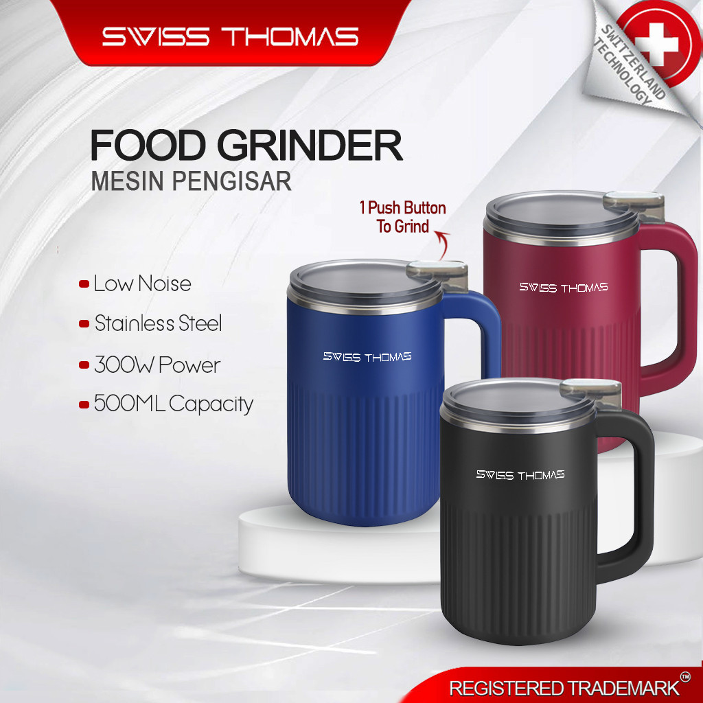 SwissThomas Portable Electric Food Grinder Coffee Bean Grinder Blender Stainless Steel 304 Grinding Powder Machine