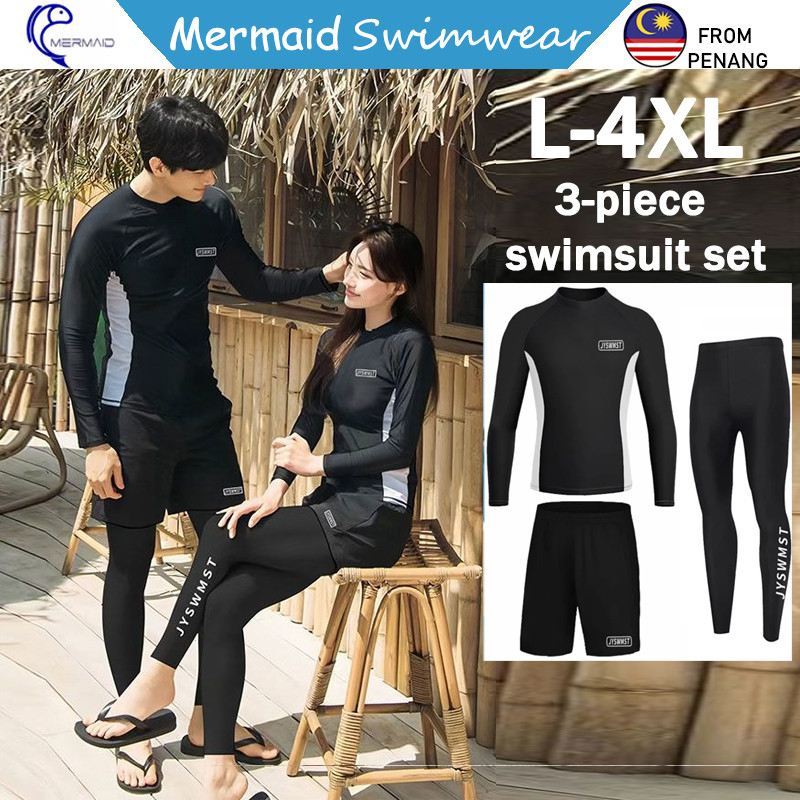 【Mermaid】plus size couple swimsuits Diving suit women's long-sleeved split couple trousers sunscreen quick-drying surfing swimsuit suit snorkeling suit jellyfish suit men
