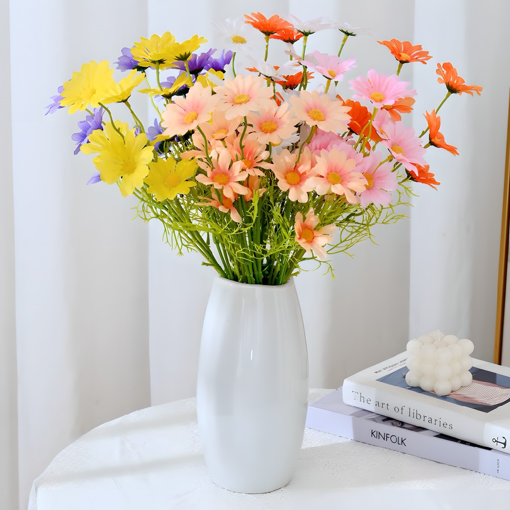 [5pcs] 5 Heads Bouquet Daisy Artificial Flower Bunga hiasan ruang tamu Living Room decoration 假花束