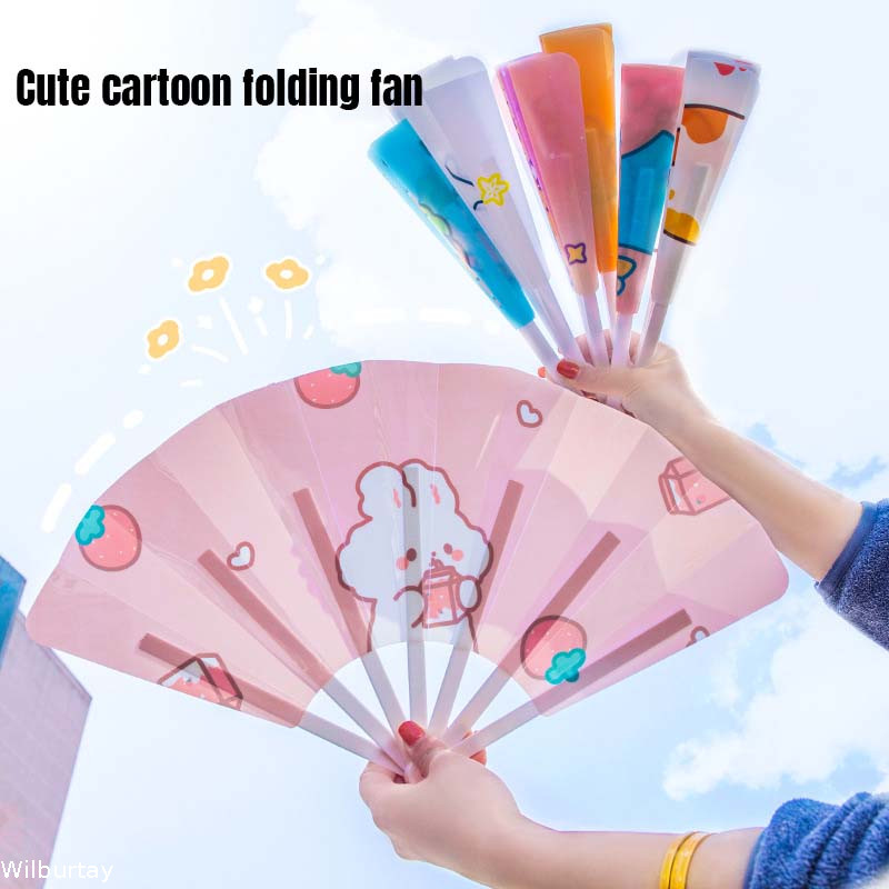 Cool summer portable folding fan small cute cartoon plastic fan