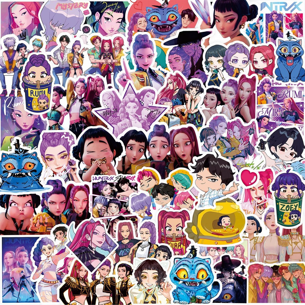 80-Piece Witch Hunter Group Stickers - KPop Demon Hunters Merchandise Cartoon Animation DIY Decor for Notebooks, Hand Accounts & Phones