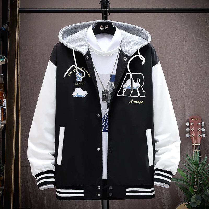 OVERSIZE HOODIE BASEBALL JACKET - ADULT MEN'S JACKET - VARSITY JACKET STREET STYLE PREMIUM THICK FLEECE MATERIAL