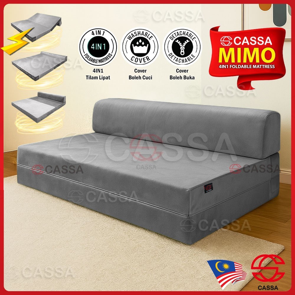 Cassa Mimo Foldable Queen 5.5 Inch Thick Folding Foam Mattress / 2 Seater Sofa Bed 4 In 1