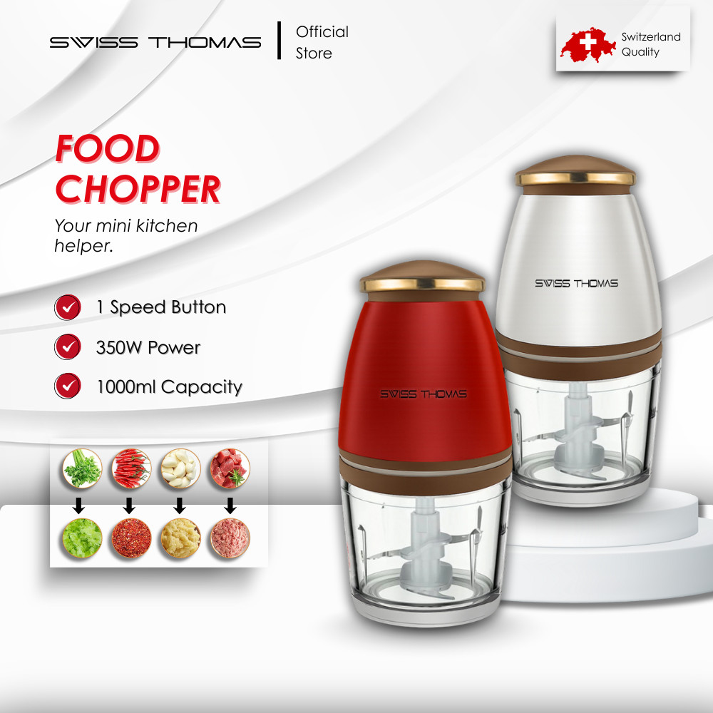 SwissThomas Multi-Functional Electric Baby Food Processor Chopper 1000ml 4-Blades Garlic Chilli Blender Mesin Pengisar