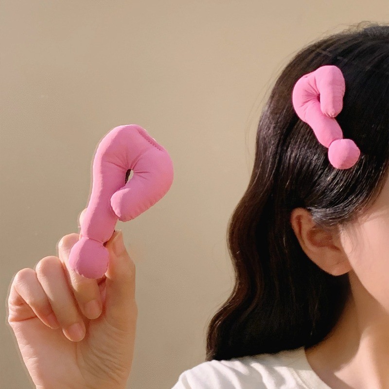 Cute fun question mark pink hairpin side clip side bangs clip design girl heart hairpin Korean headdress
