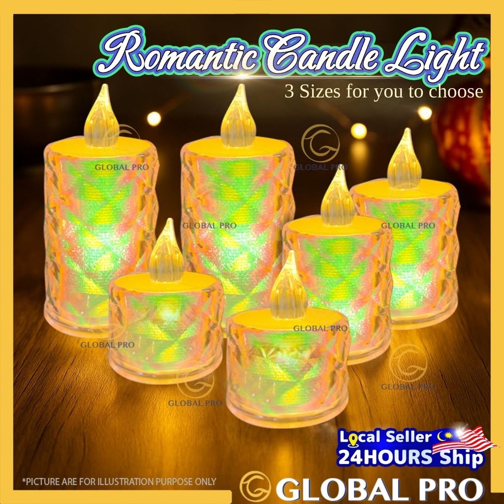 FLAMELESS Candle LED Light Lampu Lilin Wedding Candle Light Dinner Battery Power Night Lamp Romantic Dinner Table Lamp