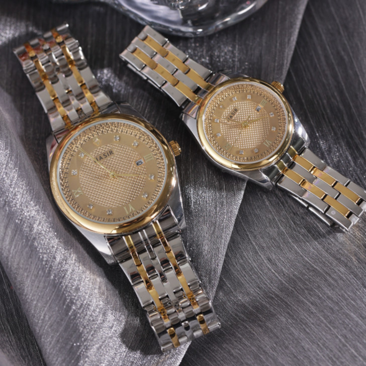 NASIR Fashionable High-value Couple Business Stainless Steel Strap Waterproof Quartz Watch [825]