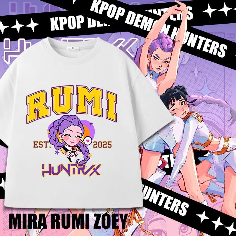 COD 2025 Baru Pakaian Kanak-kanak Kartun comel Pemburu Iblis Anime Corak Tren Keselamatan T-shirt lengan pendek##1