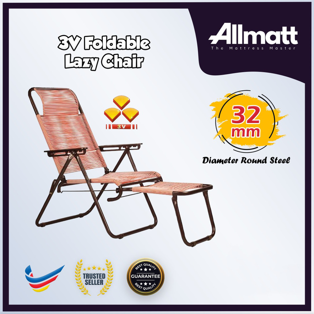 ALLMATT Blue Color 3V Heavy Duty 32mm Relaxing Chair Lazy Chair  Lazy Arm Chair Kerusi Malas Kerusi Lipat 折叠椅子