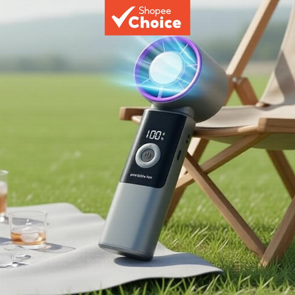 Portable Handheld Cooling Ice Fan - Speed Adjustable (1-199) Mini Turbo Fan, 3600mAh Battery USB Rechargeable Personal Fan with LED Digital Display, for Travel/Camping/Outdoor/Office Kipas Tangan Mudah Alih Sejuk - Kelajuan Boleh Laras (1-199) Kipas Turbo