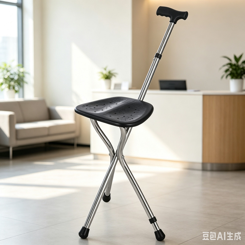 Walking Cane Stool Elderly Anti-slip Folding Walking Cane Chair- &&&& -- &&&& - * - * &、walking aid、tongkat orang tua、tongkat lipat、tongkat 4 kaki、Foldable stick for elderly、 kaki 4、拐杖椅子