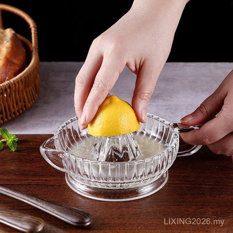 Penghancur jus lemon kaca mewah ringan, mesin jus buah-buahan rumah tangga, penghancur jus oren dan limau gedang manual, peralatan dapur dan peralatan makan.