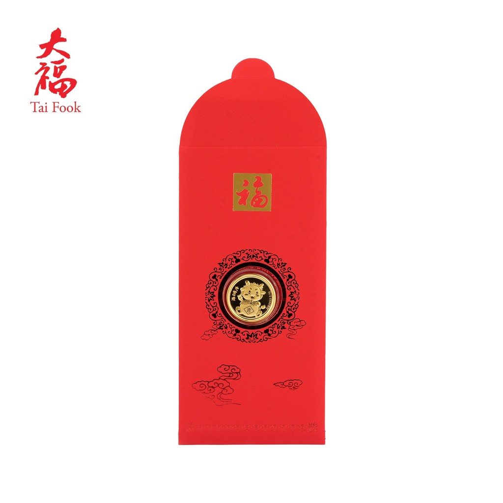 999/24K Gold Bar Red Packet - Great Fortune Dragon Gold Coin PGJC180083