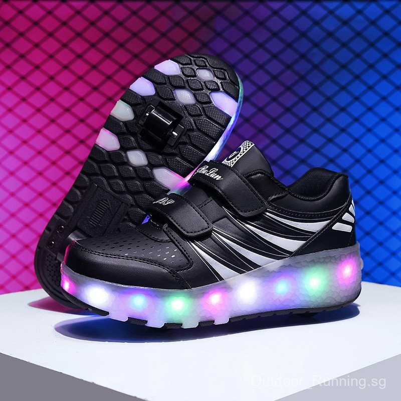 New Glowing Sneakers Kids Roller Skate Shoes Children Led Colorful Light Up Shoes Girl Boy Sneakers With Wheels XTBG