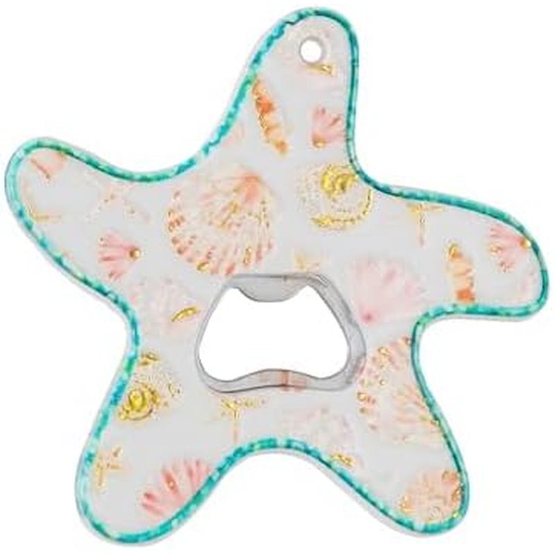 Bamsod 3D Starfish Fridge Magnet & Bottle Opener 2-in-1 Resin Ocean Themed Decor with Strong Magnet, Beach House Kitchen Bar Accessories, Unique Gift Idea (C)