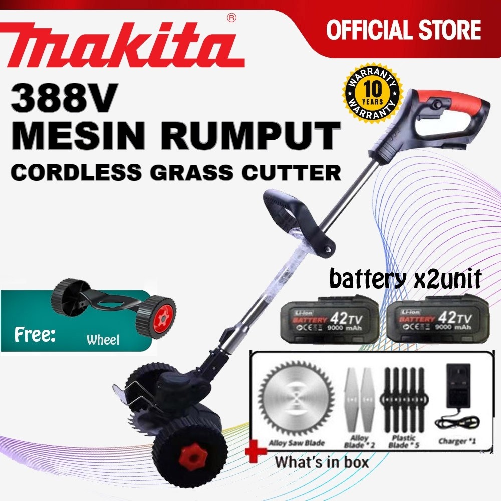 Mesin Rumput Bateri 388VT Cordless Grass Cutter Grass Trimmer Lawn Mower Mesin Potong Rumput 割草机