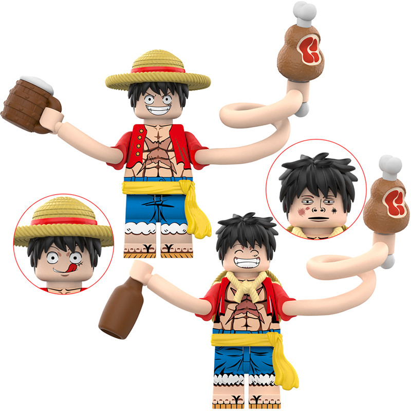 Suitable for Lego One Piece OP Luffy Rubberman Special Effects Third Party Assembled Building Block Minifigure Toy DY601S