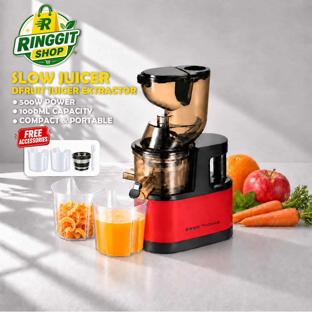 Ringgit Shop Slow Juicer Machine 500W Heavy Duty Blender Cold Press Juicer Extractor Mesin Perah Jus Buah Sayur Segar