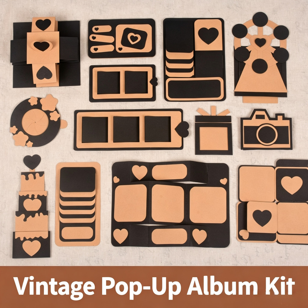 5Pcs DIY Scrapbook Mechanism Pop Up 3D Album Foto Decoration Handmade Journal Craft Kit Photo Album Memory Book Material