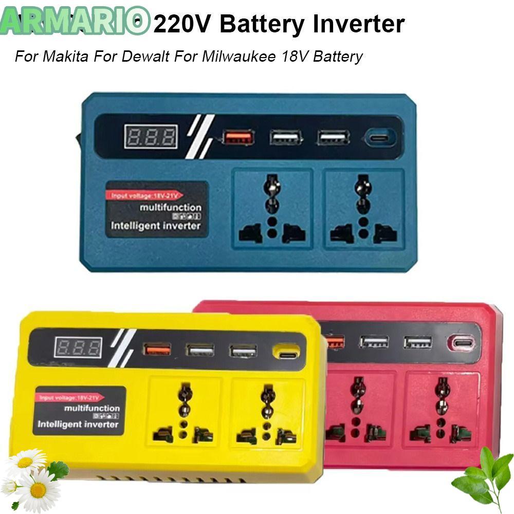 IARMARIOQR 1Pcs Battery Inverter, Multifunctional Dual Plug Smart Transformer, 120W 18v 20v To 220v Household Outdoor Work Inverter