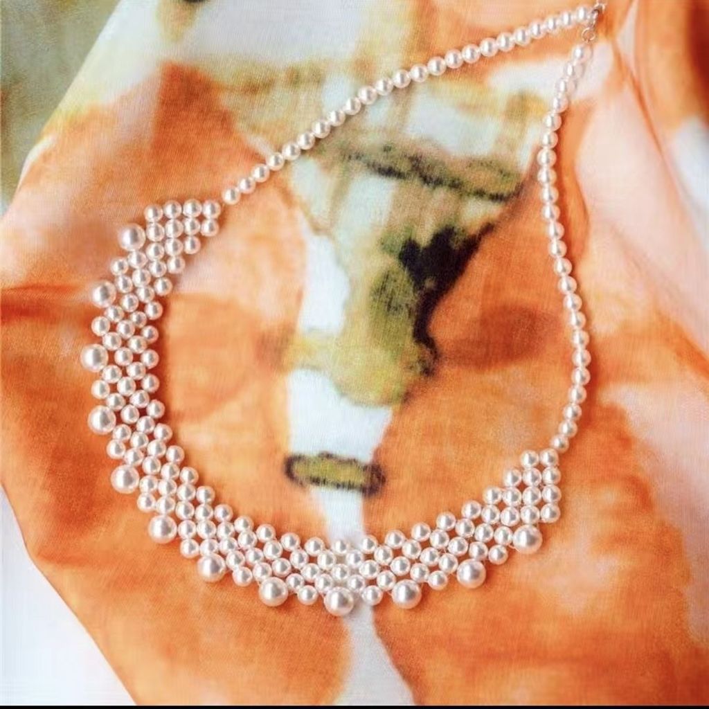 Pearl Crystal Multi-Layer Clavicle Necklace Exaggerated Thyroid Surgery Block Scars Classy All-Match Necklace Necklace