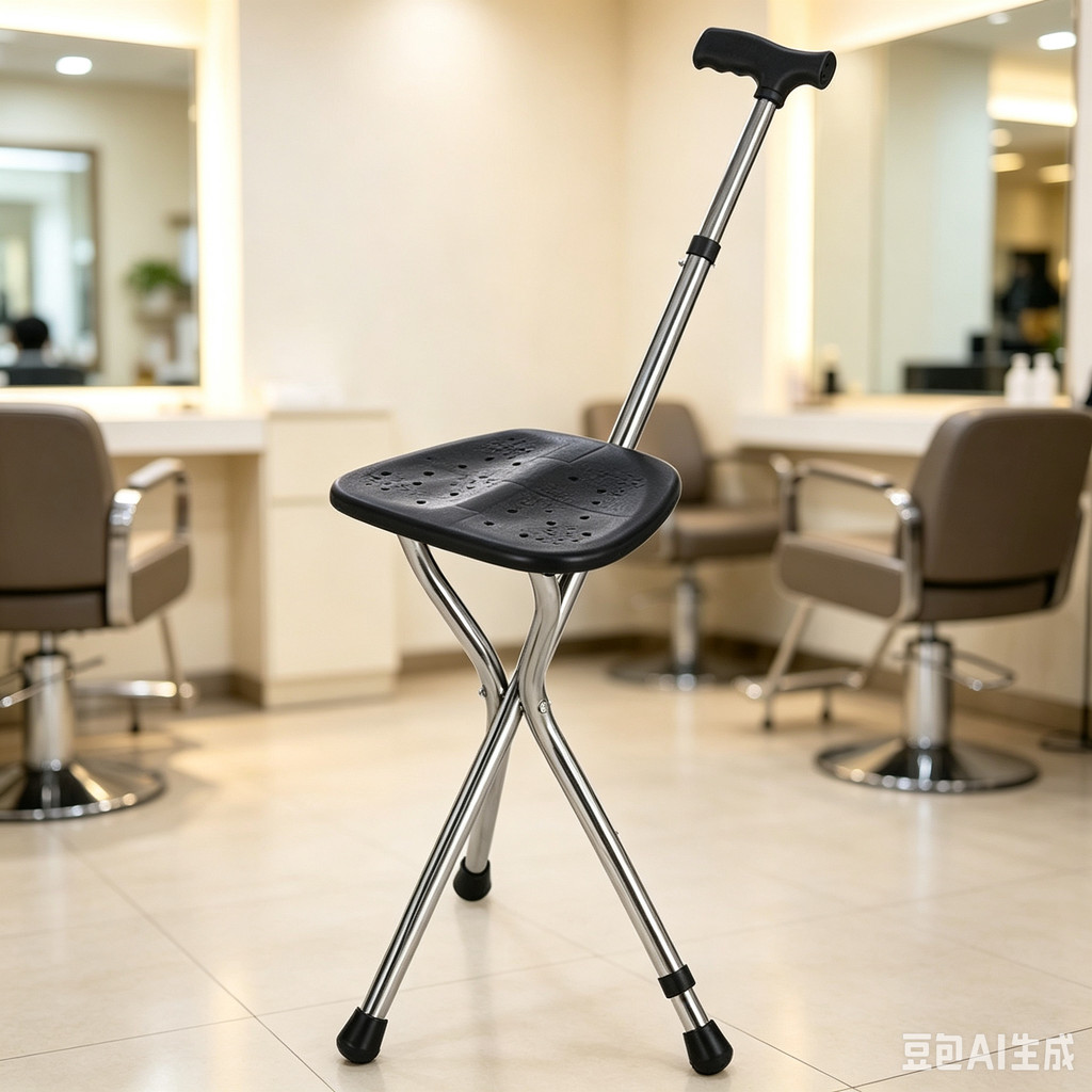 Walking Cane Stool Elderly Anti-slip Folding Walking Cane Chair、walking aid、 cane、tongkat orang tua、tongkat lipat、tongkat 4 kaki、Foldable stick for elderly、 kaki 4、拐杖椅子